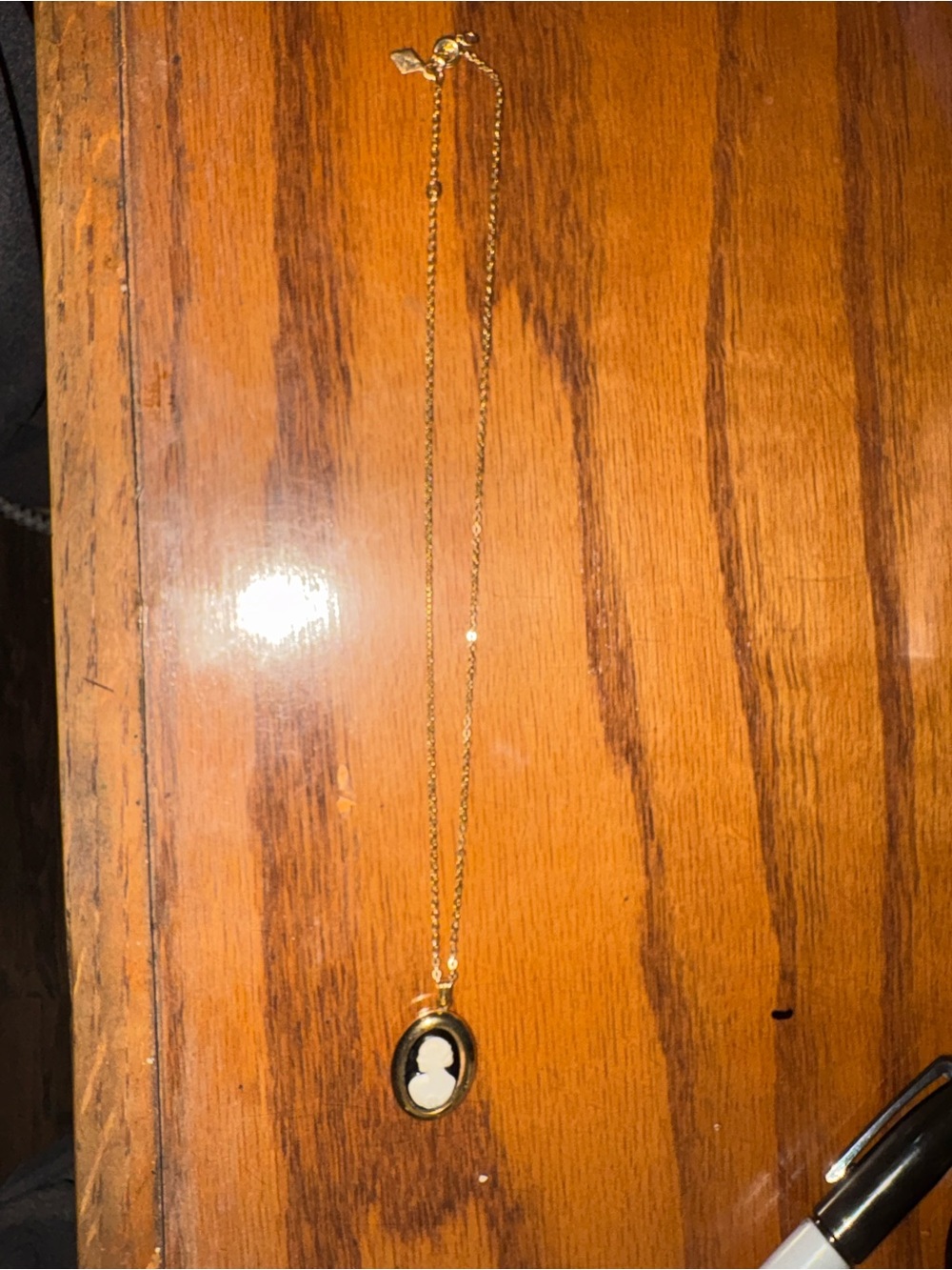 Gold Cameo Pendant Necklace - Classic Women's Jewelry 9 1/4 inches